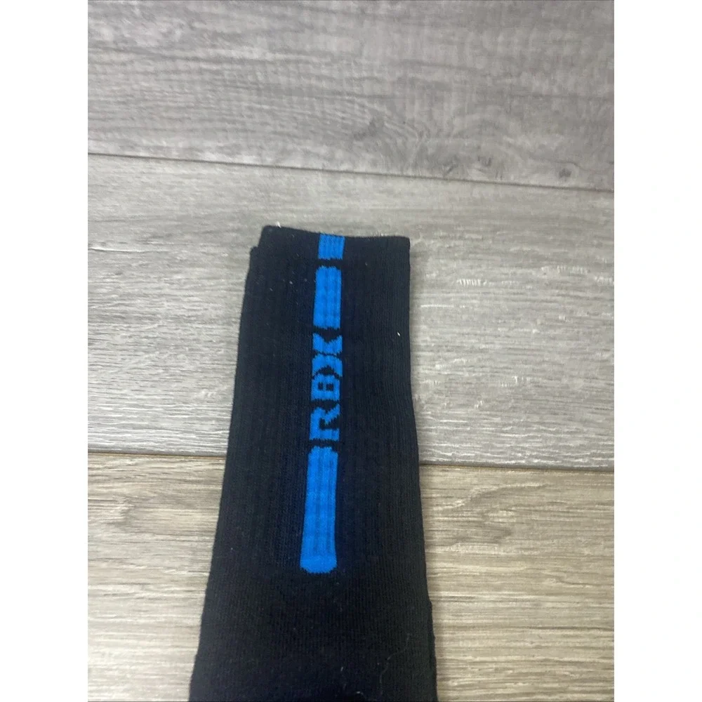 RBX Mens Crew Socks Black Blue‎ Athletic Performance Arch Support Cushioned 1 Pr